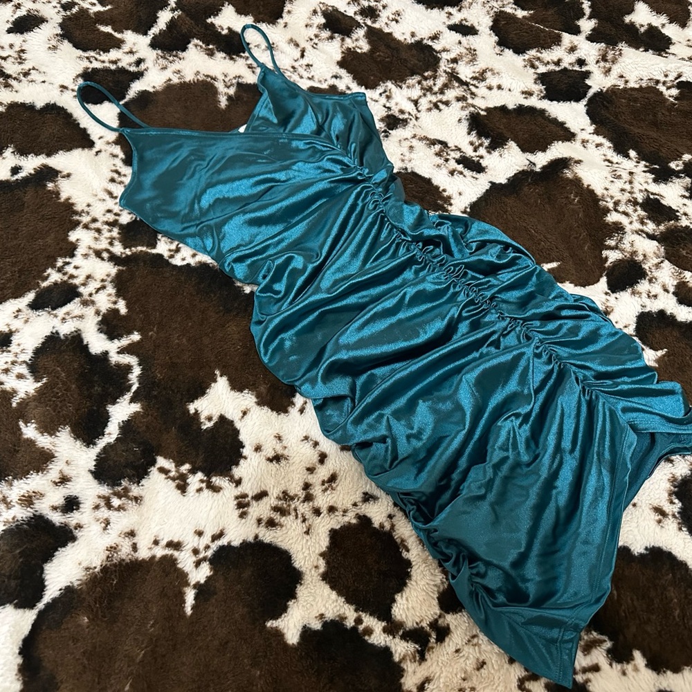 Leith Teal Ruched Dress